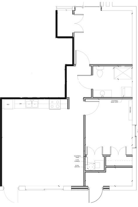 Floor plan for 2 beds, 1 bath